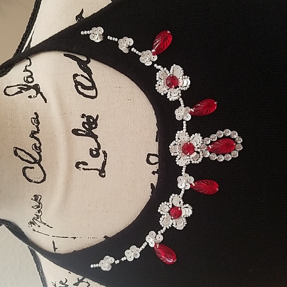 Adorable Black Sequin Sweater Halter-EUC! - Picture 2 of 5